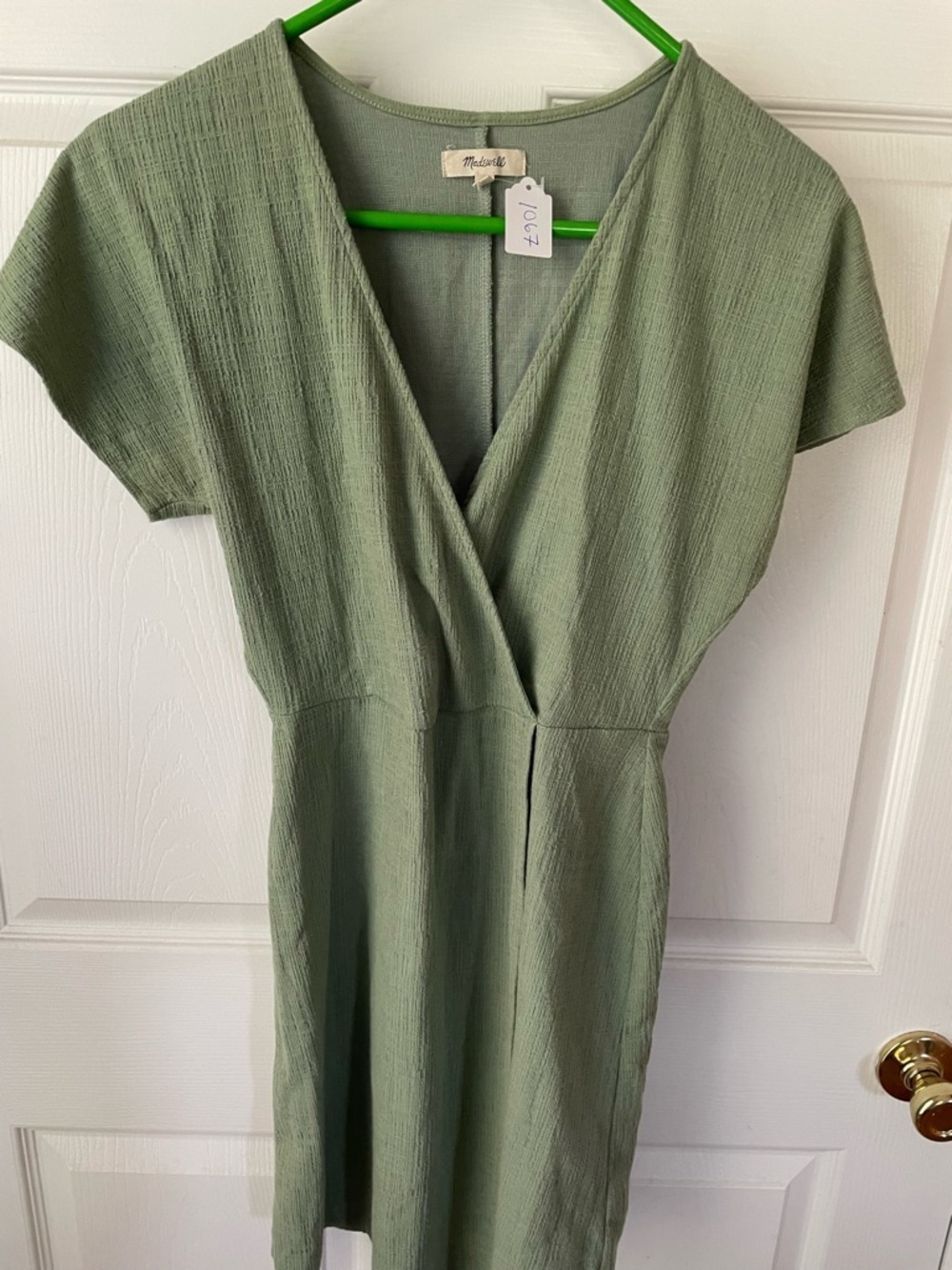 Madewell Green Textured Wrap Dress Size S Short Sleeve